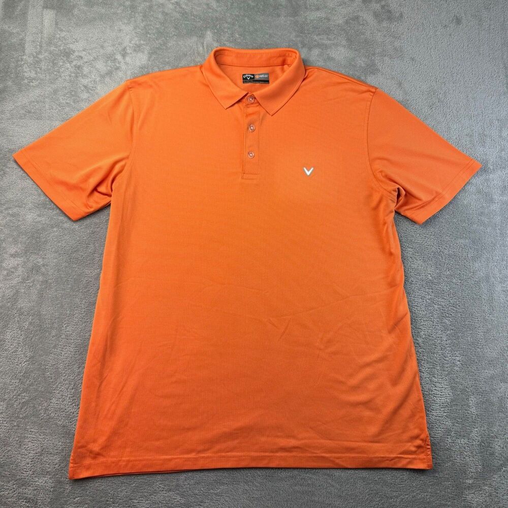 Callaway Polo Shirt Men's Extra Large Orange Short Sleeve Opti-Dri Golf Stretch